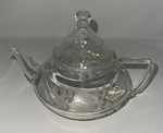 Vintage Clear Etched Glass Pyrex Teapot Kettle Flower Leaves Etching Used. Price: $126.64.