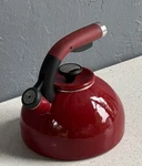 Circulon 1.5 Qt Stovetop Whistling Tea Kettle Red Enamel Q18T Used. Price: $14.99.