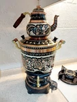 5 Lt-black Electric Copper Samovar-thermostat Tea Set,cylinder Kettle,decorative New. Price: $487.00.