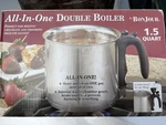 New Box All-in-one Bonjour Double Boiler Stainless Steel 1.5 Quart. Price: $47.99.
