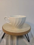 Vintage Bone White China Scallop/swirl Coffee Or Tea Cup Unknown Maker Used. Price: $5.39.