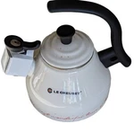 Creuset 1.6 Qt Chrysenth White Kettle Holiday Decal Red Script Gold Stars New. Price: $91.99.