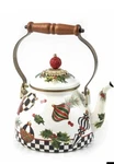 New Mackenzie Childs Deck The Halls Christmas Enamel Tea Kettle 2 Quart. Price: $159.99.