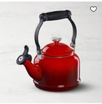 Creuset Enamel On Steel 1.25 Quart Demi Tea Kettle, Cerise- New. Price: $79.00.