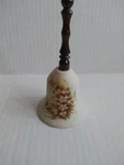 Vintage Ceramic Porcelain Bell With Wood Handle Painted By Joyce Originals Used. Price: $7.00.