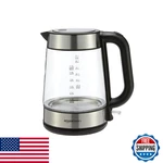 Amazon Basics 1.8QT Electric Kettle, Glass, 1500W, Auto Shut-off, Black/silver New. Price: $33.33.