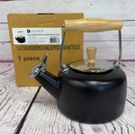 New Chantal 1.4QT Sven Whistling Teakettle Matte Black W/ Natural Wood Handle. Price: $79.99.