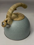 Chef Social Tea Pot Blue Speckled 2.5 Qt. Wood Grain Handle A80 Used. Price: $20.30.
