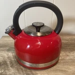Kitchenaid 2 Qt. Red Enamel Whistling Tea Kettle W/ Full Handle & Trim Band Used. Price: $21.99.