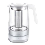 Zwilling Enfinigy Glass 1.7L, Tea Kettle, 6 Preset Timer, Silver New. Price: $135.00.