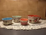 Pioneer Woman Cheerful Rose Graduated Measuring Cups-set Of Four- Stoneware-new. Price: $35.00.
