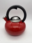Cuisinart Red Teapot Enamel Sweet Retreat Kettle Whistle 2 Qt Stainless Used. Price: $29.00.
