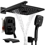 Ello&allo Matte Tub Shower Faucet Set Valve Trim Kit ES-B-T1009-BLACK Open. Price: $95.23.