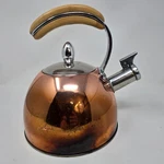 Pinky Up Presley Copper Tea Kettle Stovetop Whistling Water Pot Wood Handle Used. Price: $29.96.