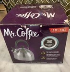 Mr. Coffee Carterton Stainless Steel Whistling Tea 1.5-QUART Stay Cool Handle New. Price: $17.50.