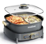 Stariver Hot Pot Electric With Divider, Large 6L Nonstick Double-flavor Electr.. Open. Price: $105.00.
