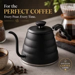 Barista Pour Over Coffee Kettle 1.2L Gooseneck Black Stainless Steel Stovetop New. Price: $27.00.