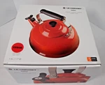 Creuset Enamel On Steel 1.7 Quart Whistling Tea Kettle, Cerise - New. Price: $85.99.