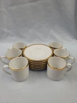 Vintage Macys The Cellar Espresso Set 6 Cups Saucers Teapot 1995. (boxed) Used. Price: $159.00.