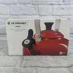 Creuset Enamel On Steel 1.7 Quart Whistling Tea Kettle Ocean - New Open. Price: $89.95.