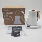 Fellow Stagg Ekg Pro Electric Gooseneck Kettle Matte White Maple Handle Open. Price: $159.95.