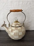 Mocha Check Whistling Tea Kettle By Mackenzie-childs MKC-89275-840 New. Price: $180.00.