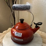 Creuset Classic Enamel Whistling Tea Kettle Red Steel Easy Clean 1.7QT New. Price: $100.00.