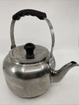 Vtg Farberware Tea Pot Kettle 7020 Stainless Steel Qt. Beveled Cracked Handle Used. Price: $28.00.