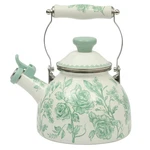 Pioneer Woman Agatha Enamel Steel 2.0-QUART Whistling Tea Kettle, Green New. Price: $45.00.
