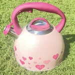 Whistling Stovetop Tea Kettle Paris Hilton Iridescent Shimmer & Heart Designs Used. Price: $60.00.