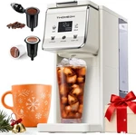 Single Serve Hot & Iced Coffee Machine White Removable Tank Open. Price: $79.99.