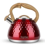Toptier 2.7QT Red Whistling Tea Kettle W/wood Handle, Induction Stovetop New. Price: $59.92.