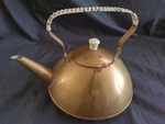 Teapot Brass Kettle Holland Made Metalware Vintage Hinged Handle Tower Marking Used. Price: $21.99.