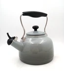 Blemished Chantal Lake 1.7 Qt. Enamel-on-steel Tea Kettle Fade Grey Open. Price: $65.00.
