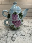 Bella Casa By Ganz BC1220 Fruit Floral Ceramic For One Set, Teapot, Cup, Lid Used. Price: $11.99.