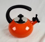 Rachael Ray Orange Enamel Whistling Tea Kettle 1.5 Quart Large Top Handle Mint Used. Price: $45.00.