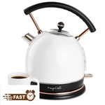 Megachef 1.8 Liter Half Circle Electric Tea Kettle In White New. Price: $69.96.