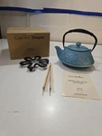 Guangheiron Cast Teapot Set Blue W/ Infuser Trivet Bamboo Tongs New. Price: $44.99.