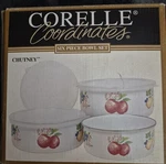 Corelle Coordinates New Box Six Piece Storage Bowl Set Including Lids. Price: $48.00.