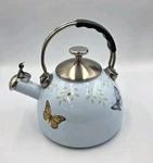 Lenox Butterfly Meadow Whistling Tea Kettle. Blue Enamalware Used. Price: $29.99.
