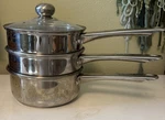 Purelife By Ragalata 4-PIECE Double Boiler & Steam Pots Three Quarts Clear Lid Used. Price: $24.43.