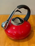 Chantal Classic Loop Enamel-on-steel Whistling Tea Kettle 1.8 Quart Chili Red Used. Price: $40.00.