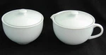 Crate & Barrel "epoch White" Lidded Creamer Sugar Bowl Set Kathleen Wills Used. Price: $29.71.