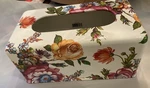 Mackenzie Childs Flower Garden Rectangle Enamel Tissue Box Used. Price: $89.00.