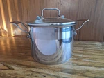 Emeril 3 Qt Pan Soup Stock Pot Stainless Steel With Glass Lid Used. Price: $54.99.