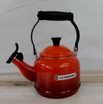 Creuset Enamel On Steel 1.25 Quart Demi Kettle, Cerise - New. Price: $75.95.