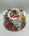 Mackenzie Childs Enameled Floral Dog Pet Bowl Dish 5 X 3 Heavy Gauge Steel Used. Price: $39.99.