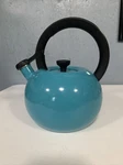 Circulon 2 Quart Whistling Tea Kettle Light Blue Enamel Steel Used. Price: $19.59.