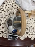 Brandani Stainless Steel Tea Kettle Shiny Silver Brown Faux Soft Touch Handle New. Price: $50.00.