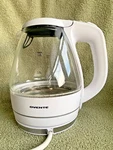 Ovente Electric Kettle, 1.5L Illuminated, Glass, Filter, Boil Water, W/manual Used. Price: $20.99.